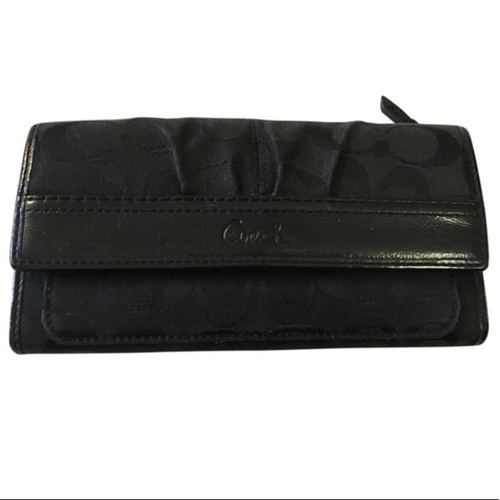 COACH Soho Black Signature Pleated Wallet